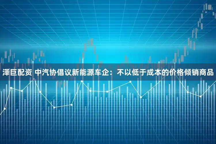 泽巨配资 中汽协倡议新能源车企：不以低于成本的价格倾销商品